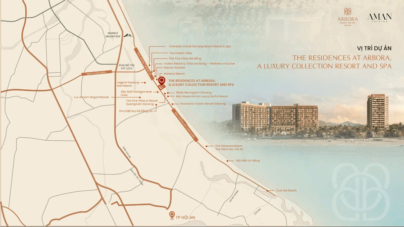 vị trí khu biệt thự biển the residences at arbora đà nẵng