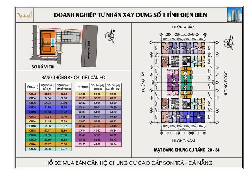 layout căn hộ chung cư mường thanh đà nẵng tầng 20 đến tầng 34